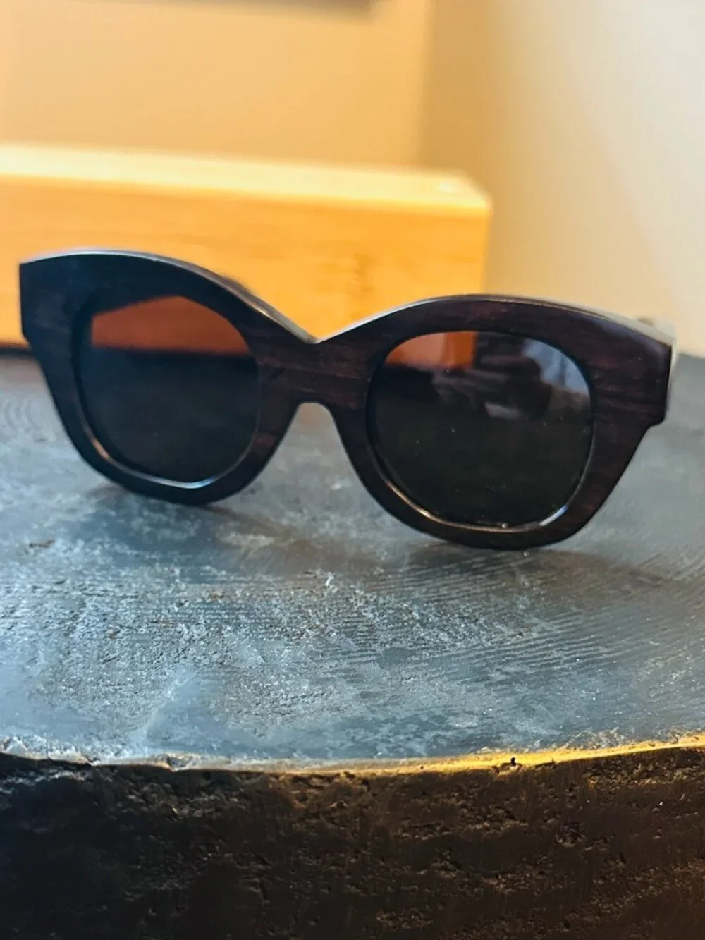 RARE RABBIT DARK HONEY WOOD GLASSES NWOT